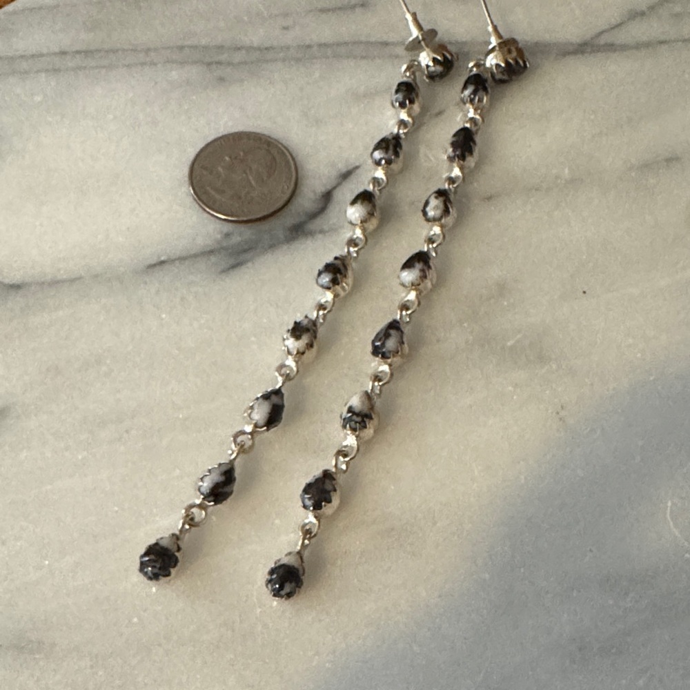 Sterling Silver White Buffalo Stone Drop Earrings